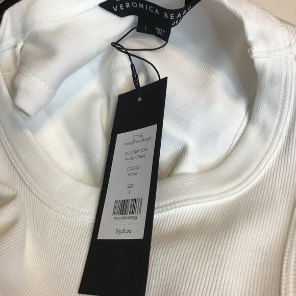 Veronica Beard Austyn white drop waist belted midi dress NWT Large - Picture 7 of 10